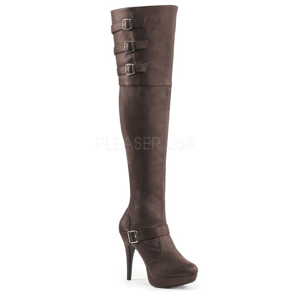 CHLOE-308 Eleganter Overknee Stiefel mit Stiletto-Absatz und Plateau